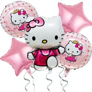 Hello Kitty Pink and White Star Balloon Set! 5 piece bundle!